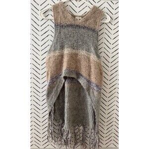SAYA Women's‎ Peruvian Superfine Alpaca Wool Fringe Hi-Low Sweater Sz Small